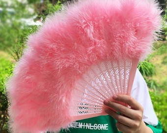 16*10.8" Dream Purple And Pink Girl Feather Fan Kids Birthday Dance Feather Hand Fans ,Wedding Bride Holding Bouquet