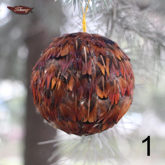 Une Plume De Faisan Décoration Sapin De Noël Boule 5pcslot