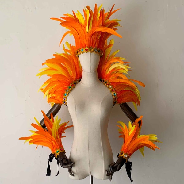 Châle en plumes Showgirl 4 plis, écharpe en plumes de carnaval, enveloppe de plumes pour spectacle sur scène avec décoration de garniture en dentelle de bijoux