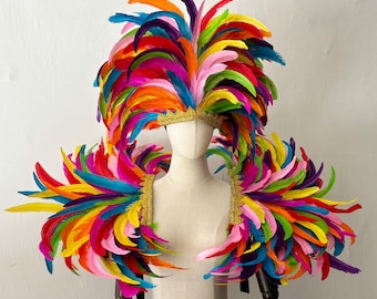 Carnival Headpiece/Gatsby Flapper Headband/Samba Party Crystal Headband /Carnival Feather Shoulder Piece/Epaulet Feather wings Samba costume