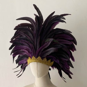 Purple Feather Carnival Headdress/Samba Party Crystal Headband /Carnival Feather Crown Festival Feather headpiece