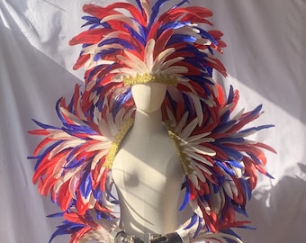 Carnival Headpiece/Carnival Feather Headdress/Samba Party Costumes /Carnival Feather Shoulder Piece/Epaulet Feather wings/Carnival Costumes