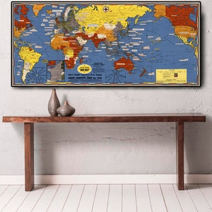 1945 Datierte Ereignisse Kriegskarte | Vintage Historische Zweite Weltkrieg Ära Druck | Einzigartiges D-Day Wand Kunst Dekor Geschenk