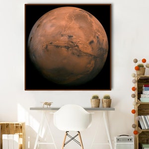 Missione NASA sul pianeta Marte, mosaico dell'emisfero Valles Marineris di Marte composto da 102 immagini del Viking Orbiter, decoro di Marte.