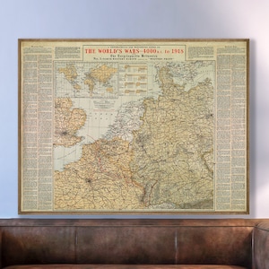 Carte de guerre du front occidental européen, guide géographique et historique des guerres dans le monde, impression des grandes guerres mondiales.
