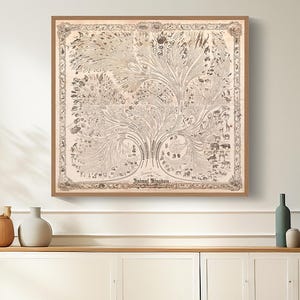 Muurkunst antieke levensboom - wetenschappelijke zoölogie - historische natuurwetenschappelijke kunst