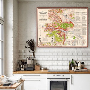 Champagne Frankreich, Weinbau Geschenk, Weinbau, Weinberge Frankreichs, Champagne Region, französische Weinwandkarte.