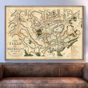 Waterloo Battle Map Print: Napoleon Bonaparte War History