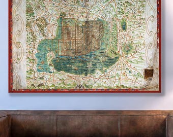 1521 Map of Tenochtitlan – Historical Aztec Capital City Cartography ...