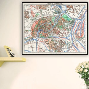 Impressão de mapa de Estrasburgo, mapa antigo de Estrasburgo, impressão de mapa de parede de Estrasburgo, mapa da cidade de Estrasburgo, mapa de arte de Estrasburgo, mapa de pôster de Estrasburgo.