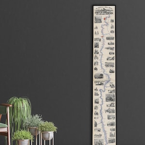 Rhein Karte, Vintage Karte des Rheines, alte Rhein Karte, Rhein Wandkunst, Rhein Plakat, alte Karte Kunst.