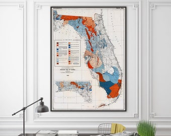 Carte géologique de la Floride, impression d'art mural Floride Floride vintage, Floride, décoration intérieure de la Floride.