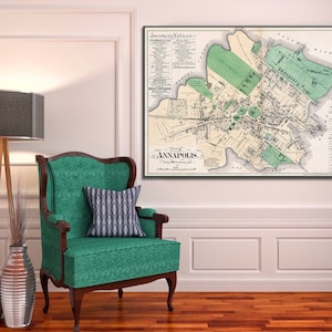Historische Annapolis Maryland Landbesitzer - Hopkins, Vintage Annapolis Kartendruck, Maryland-Geschenke.