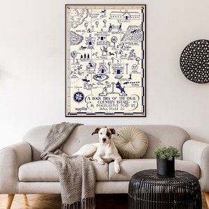 impression d'affiche d'illustration de chiens vintage, l'idée d'un chien de la propriété de campagne idéale - une carte imaginative, cadeaux pour propriétaire de chien.