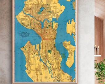 1915 Seattle City Map - historical Seattle print