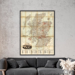 Kaart van Schotland met de distilleerderijen, Schotse whiskykaart - de beste distilleerderijen, postercadeau Schotse whisky.