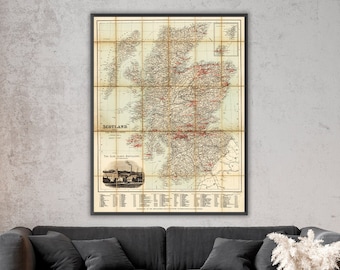 Schottland Karte mit den Brennereien, Schottlands Whisky Karte - Die besten Brennereien, schottischer Whisky Poster Geschenk.
