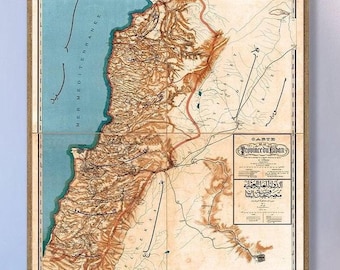 Vintage Lebanon Map Print: Large Historical Wall Art