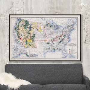 Vintage Karte der US National Forests, State Forests, Nationalparks, National Monuments und Indianer-Reservate.