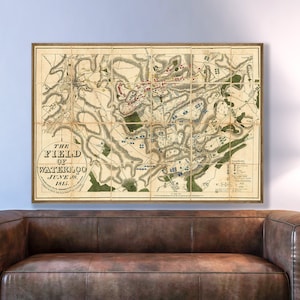 Napoleon Bonaparte-strijdkaart, Waterloo-slagveldkaart, Napoleon-oorlogen, Napoleon Bonaparte-print, Napoleon-cadeaus, vintage kaart, oorlogscadeaus.