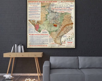 Geological map of Texas, Texas wall art, vintage Texas print, large Texas art print, geology map, map decor, Texan art, Texas gifts.