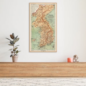 Old Korea wall map, antique map of Korea, Korea home decor, large Korea print, Korean gifts.