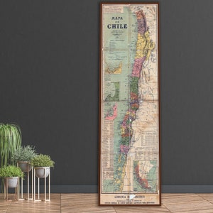 Antieke kaart van Chili - 1898 vintage Zuid-Amerika print | Oude Chileense muurkunst | Historisch geografiedecor