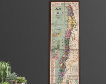 Antique Chile Map - 1898 Vintage South America Print | Old Chilean Wall Art | Historical Geography Decor