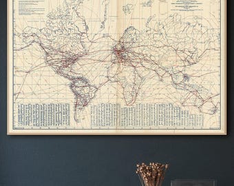 1937 Air Plane Map. American Operated Airline Routes. Historical