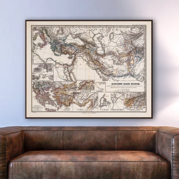 Mappa dell'Impero di Alessandro Magno, conquiste e campagne dell'antico Alessandro Magno, mappa dell'impero ellenistico, Antica Macedonia