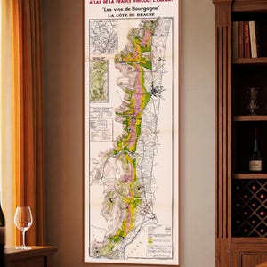 Carte des vins de la Côte de Beaune millésime - « Les Vins de Bourgogne » - Bourgogne - Région viticole française