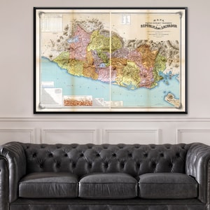 Mapa mural de El Salvador, El primer mapa de gran formato de El Salvador, impresión de El Salvador, regalos de El Salvador.