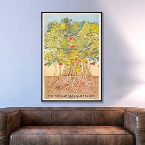 Vietnamese art, Vietnamese Culture, Vintage Poster Five Thousand Years of Culture, Vietnamese gifts, Vietnamese home decor, Vietnam wall art