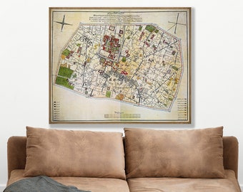 Antique map of Tehran in Persian, old Tehran wall art, Tehran print, Persia maps, Persia decor.