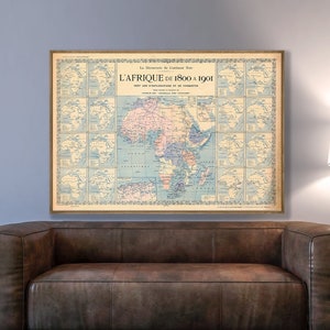 History of Africa from 1800 to 1901, a hundred years of exploration, African wall map, Africa map print, old map of Africa, Africa wall art.