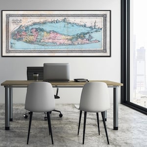 Vintage kaart van Long Island, Long Island-muurkaart, oude Long Island-muurkunst, Long Island-print, Long Island-print.