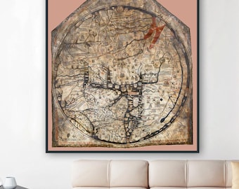 Hereford Mappa Mundi Print: Arte del mapa del mundo medieval