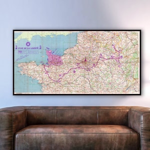 Mapa de pared de la invasión de Normandía de la Segunda Guerra Mundial, fuerzas aliadas en Francia desde las playas de Normandía hasta Alsacia, gran mapa impreso de la Segunda Guerra Mundial.