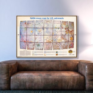 NASA-maankaart voor Amerikaanse astronauten, NASA-posterkaart, NASA-geschiedenis, maanlandingsposter, NASA-cadeaus, nasa-wanddecor, maanmuurkunst.
