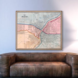 Mappa d'epoca di Rockford IL, vecchia mappa di Rockford, mappa di Rockford Illinois, mappe dell'Illinois, regali dell'Illinois.