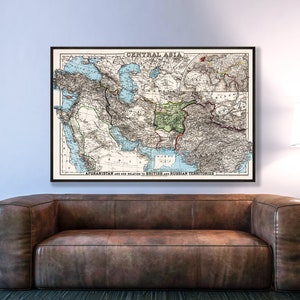 Mapa antiguo de Afganistán, mapa antiguo de Afganistán, regalos afganos, regalos de Afganistán, arte mural de Afganistán, póster de Afganistán, decoración afgana