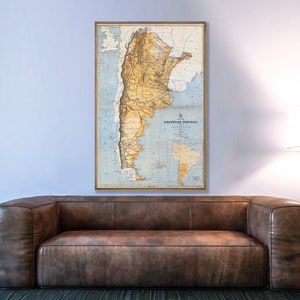 Vintage Argentinien Landkarte, große Argentinien Wandkunst, historisches Argentinien Druck, Argentinien Kunstdruck, Argentinien Geschenke.