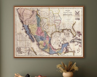 Disturnell's map of Texas, Upper California and Mexico, Mexican-American War, Treaty Map, American History, Mexico map, Historical geography