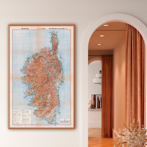 Vintage Corsican Topography: Large Map Print for Stylish Wall Art and Home Decor