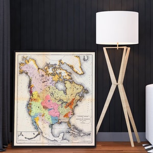 Indianen van Noord-Amerika, kaart van indianen, indianenstammen in Noord-Amerika, oude kaart van indianen, Indiaanse poster.