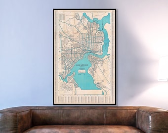 Vintage map of Jacksonville, historic Jacksonville print, Florida decor gifts.