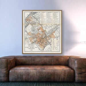 Carte de La Haye, ville de La Haye, Pays-Bas, impression vintage de La Haye, art mural de La Haye, cartes des Pays-Bas, cadeaux des Pays-Bas.