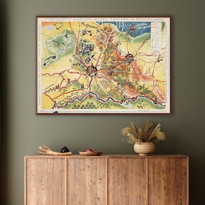 carte vintage d'Utrecht, décor historique d'Utrecht aux Pays-Bas, cadeaux aux Pays-Bas.