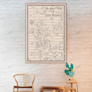Pictorial Map of the Theater District, New York City, Broadway Theater poster map.