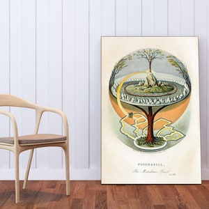 Norse mythology, Yggdrasil wall art, Yggdrasil print, Yggdrasil art, Yggdrasil poster, Sacred Tree of the World.